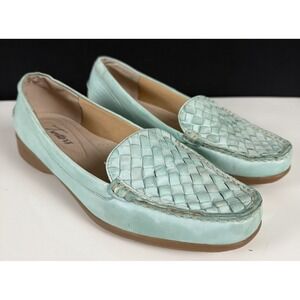 Trotters Zane Aqua Woven Leather Loafers Women's 9.5W